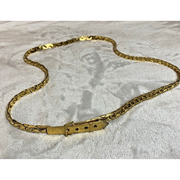 VTG 80s Accessocraft Gold Tone Metal Braided Leaf Belt 33\